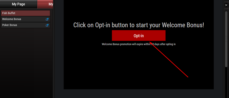 Выбери бонус и нажми кнопку "Opt-in"